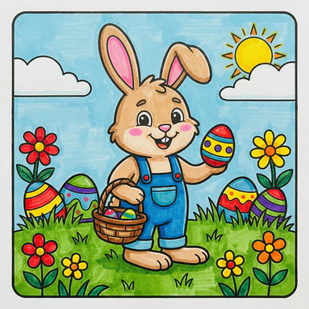 Cute Bunny Easter Egg Coloring pages