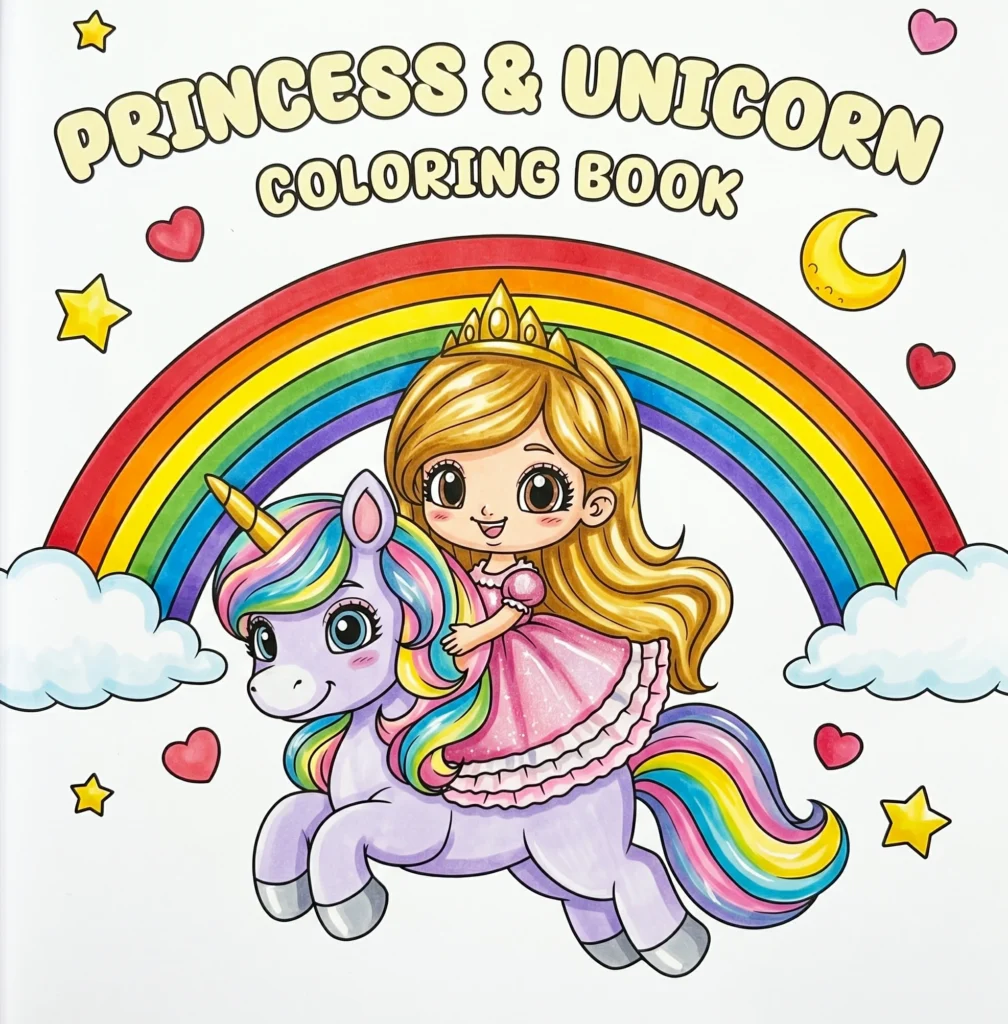 Unicorn & Princess Coloring Pages