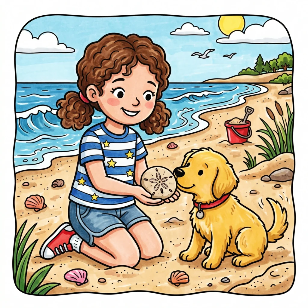 Cozy Girl at the Beach Coloring Pages